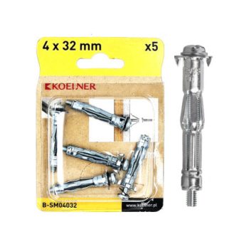   Gipszkarton dübel  fém molly anya B-SM-04032- MOLLY  M4 x 32 mm ( átfogás: 3-13 mm ) ( 5 db / bliszter )