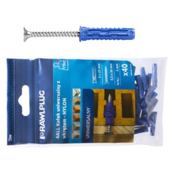    Nagyteljesítményű univerzális 4 ALL tipli + csavar    64655   R-S11-4ALL-06+/30   ( 6 x 30 mm + süllyf. csavar 4,5 x 40 mm  30db / csomag  )