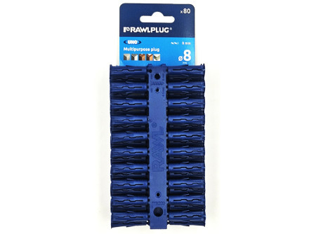Univerzális, minden anyaghoz alkalmas KÉK műanyag tipli törhető bliszterben  64753. R-U1-BLU-40-C. 8 x 32 mm  ( 40 db / bliszter )