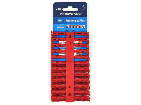 Univerzális, minden anyaghoz alkalmas PIROS  műanyag tipli törhető bliszterben  06229   . R-U1-RED-96-C. 6 x 28 mm  ( 96 db / bliszter )