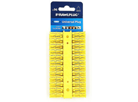 Univerzális, minden anyaghoz alkalmas SÁRGA  műanyag tipli törhető bliszterben  06228. R-U1-YEL-96-C. 5 x 24 mm  ( 96 db / bliszter )