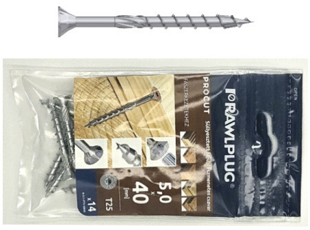 Süllyesztett fejű faszerkezet-építő állványcsavar. 66871.  5 x 40 mm R-S11-PTX-50040 ( 5 x 40 mm ) ( 14 db / csomag ) 